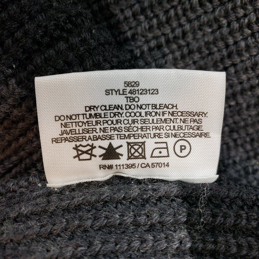 Tory Burch Heavy Warm 100% Wool Oversize Sweater Black Gray Wide Stripe M - Picture 11 of 14